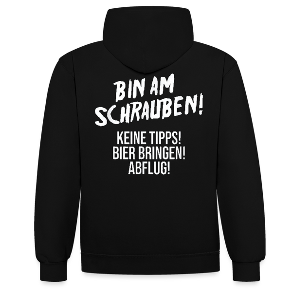 Bin am Schrauben Premium Hoodie - Schwarz/Rot